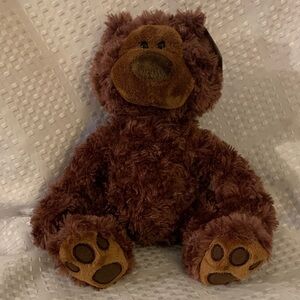 Gund Chocolate Brown plush bear named Philbin, 13 inches tall.